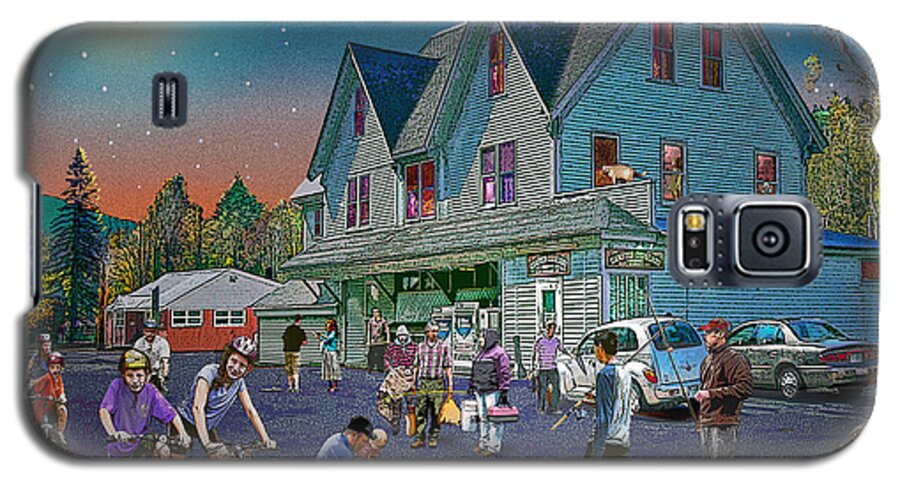 Campton Galaxy S5 Case featuring the digital art Summer Evening in Campton Village by Nancy Griswold