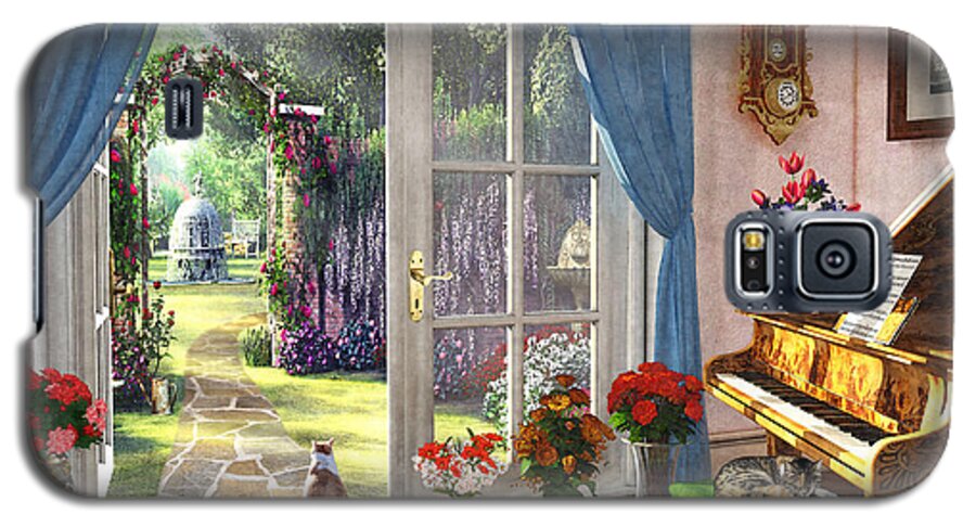 Garden Galaxy S5 Case featuring the painting Summer Garden View by MGL Meiklejohn Graphics Licensing