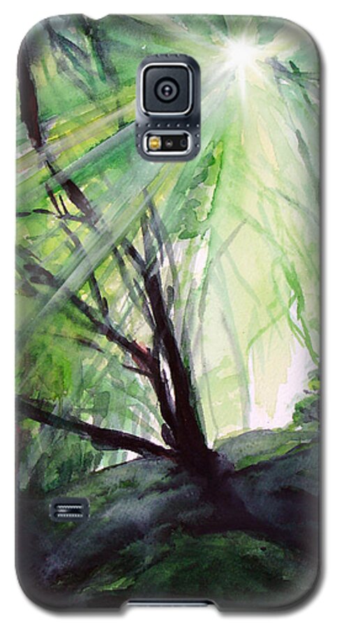 Sunbean Galaxy S5 Case featuring the painting Sunbeans of Grace by Allison Ashton