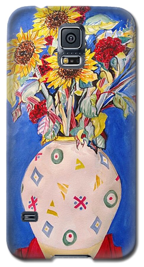 Sunflowers At Home Galaxy S5 Case featuring the painting Sunflowers at Home by Esther Newman-Cohen