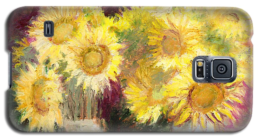 Sunflowers In Vases Galaxy S5 Case featuring the painting Sunflowers In Jars by J Reifsnyder