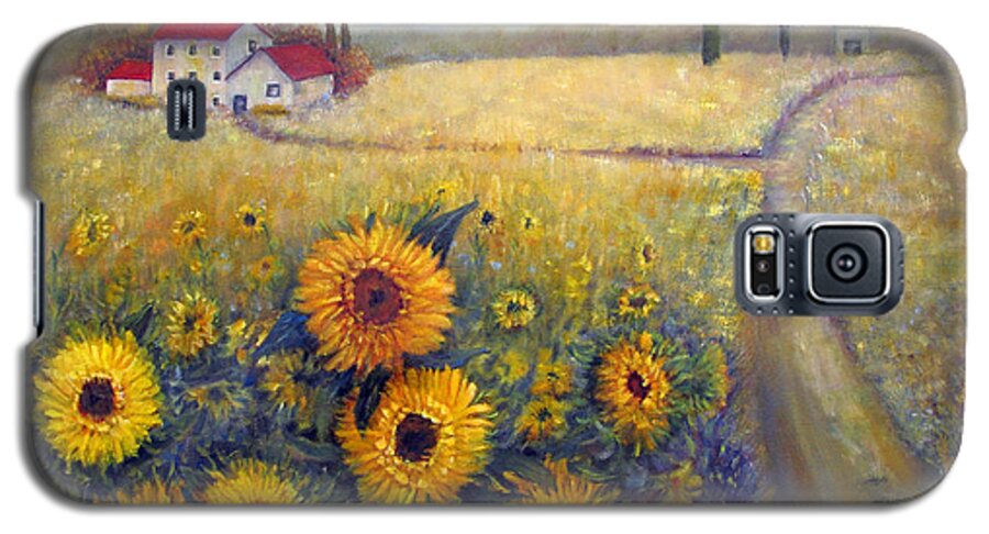 Loretta Luglio Galaxy S5 Case featuring the painting Sunflowers by Loretta Luglio
