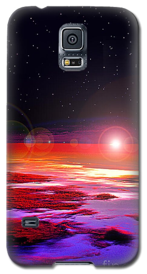 Sun Sunrise Lake Michigan Chicago Fire Sky Stars Red Blue Clouds Horizon Space Galaxy S5 Case featuring the photograph Sunrise At Fourty Thousand by Adam Olsen