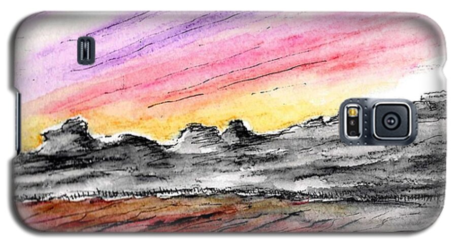 Sunset Galaxy S5 Case featuring the drawing Sunset Canyon by Jason Nicholas