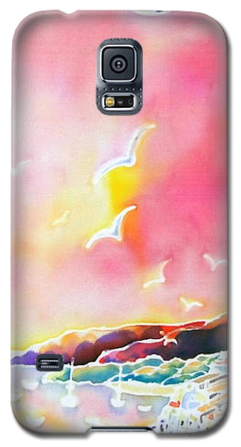 Spain Galaxy S5 Case featuring the painting Sunset in Costa Brava by Hisayo OHTA