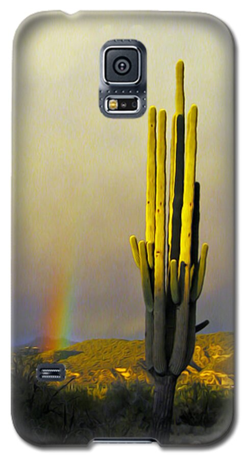 Cactus Galaxy S5 Case featuring the photograph Sunset Rainbow Cactus by John Haldane