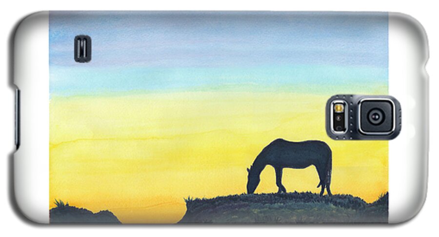 C Sitton Painting Paintings Galaxy S5 Case featuring the painting Sunset Silhouette by C Sitton