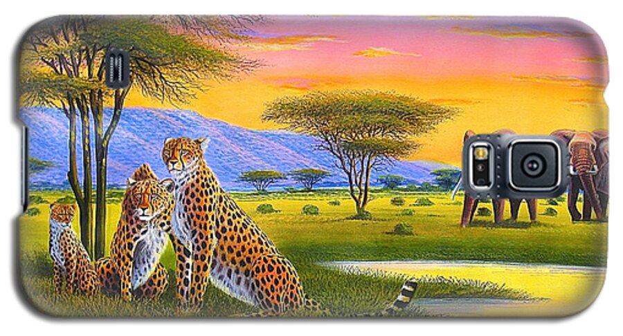 African Paintings Galaxy S5 Case featuring the painting Sunset Watch by Jane Wanjeri
