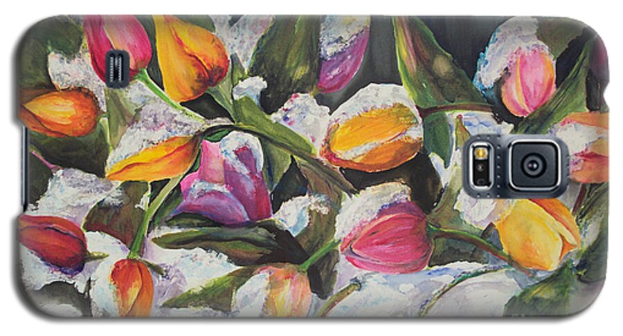 Snow Galaxy S5 Case featuring the painting Surprise Spring Snow by Carol Losinski Naylor
