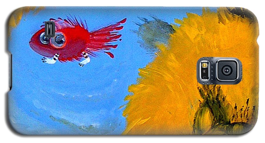 Animals Galaxy S5 Case featuring the painting Swimming of a Yellow Cat by Marina Gnetetsky