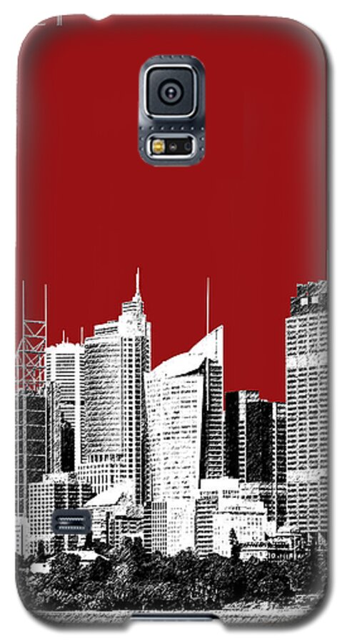 Architecture Galaxy S5 Case featuring the digital art Sydney Skyline 1 - Dark Red by DB Artist