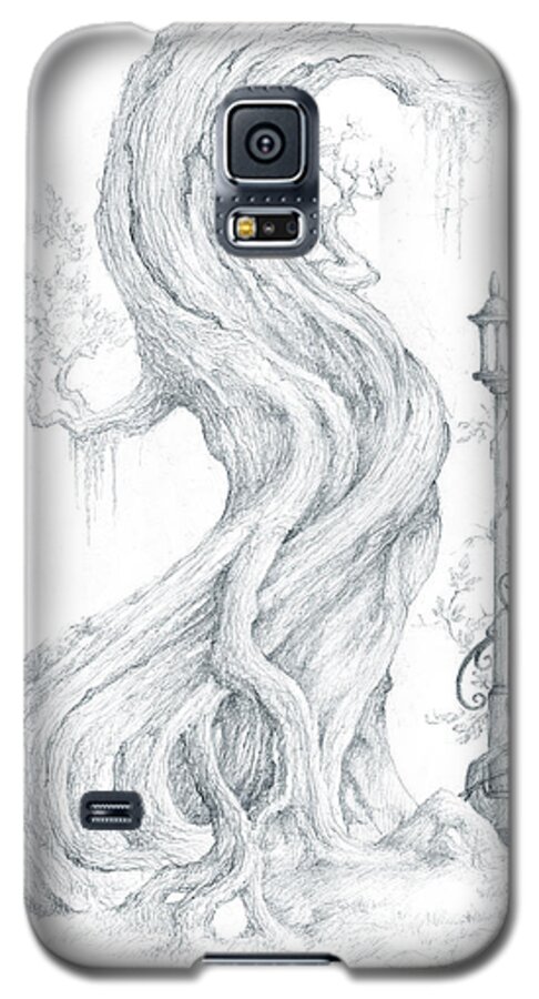 Tree Galaxy S5 Case featuring the drawing Sylvia and Her Lamp Drawing by Curtiss Shaffer