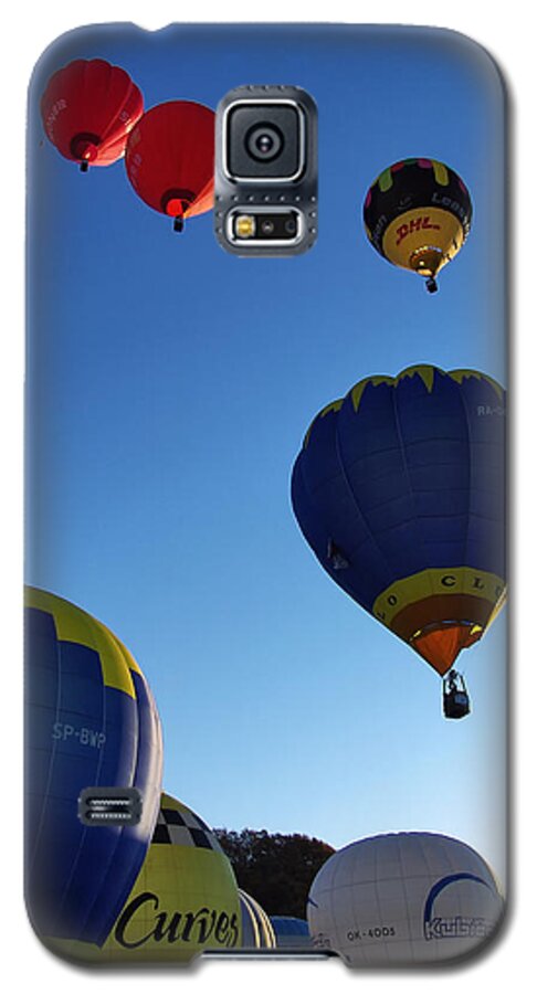 Balloon Air Hot Sky Flight Fly Sport Hot Air Balloon Basket Fun Colourful Blue Transport Ballon Travel Adventure Transportation Summer Freedom Ballooning Colorful Leisure Colours High Ride Recreation Color Bright Airship Flying Galaxy S5 Case featuring the photograph TAKE Off by John Swartz