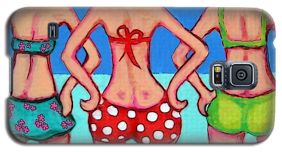 Whimscial Beach Galaxy S5 Case featuring the painting Taking the Plunge - Beach by Rebecca Korpita