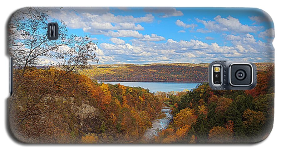 Taughannock Galaxy S5 Case featuring the painting Taughannock River Canyon In Colorful Fall Ithaca New York IV by Paul Ge
