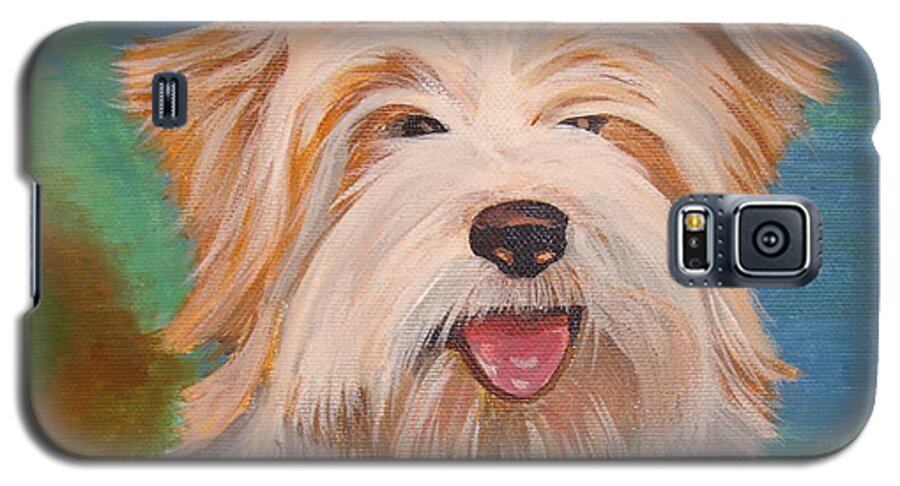 Dog Galaxy S5 Case featuring the painting Terrier Portrait by Taiche Acrylic Art