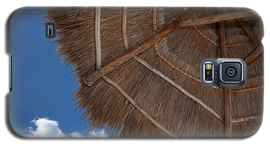 Beach Galaxy S5 Case featuring the photograph Thatched Umbrella by Kyle Lee