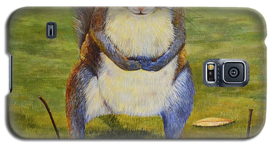 Eastern Gray Squirrel Galaxy S5 Case featuring the painting The Acorn by AnnaJo Vahle