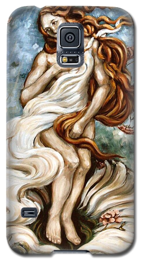 Angel Galaxy S5 Case featuring the painting The Birth of Compassion by Carrie Joy Byrnes