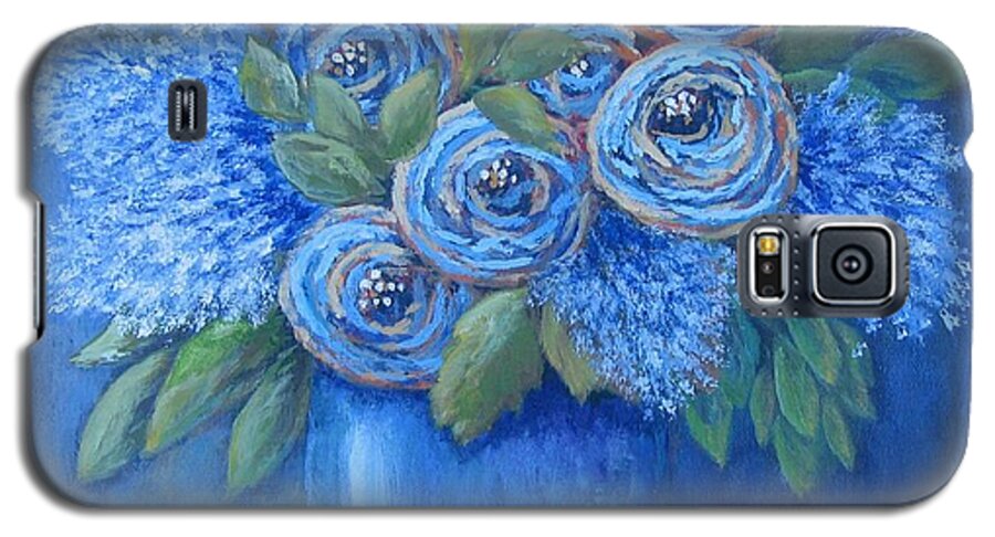 Floral Galaxy S5 Case featuring the painting The Blues by Suzanne Theis