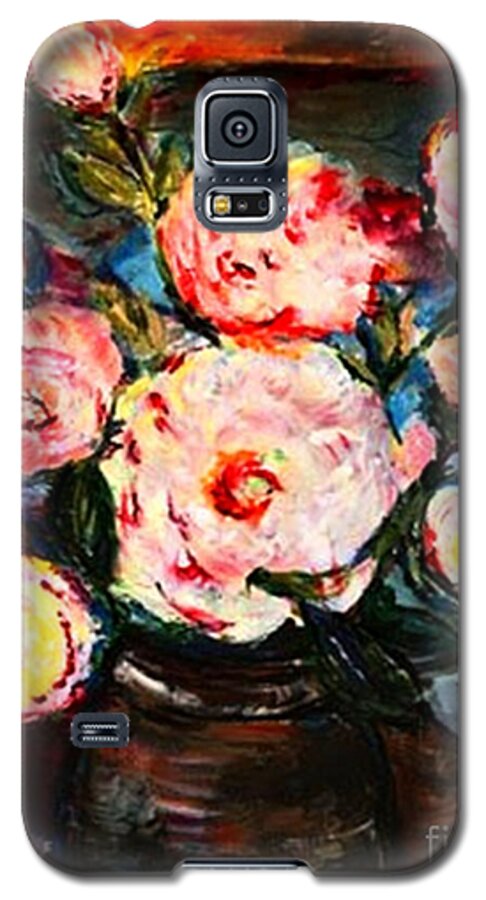 Floral Galaxy S5 Case featuring the painting The Dancer's Peonies by Helena Bebirian