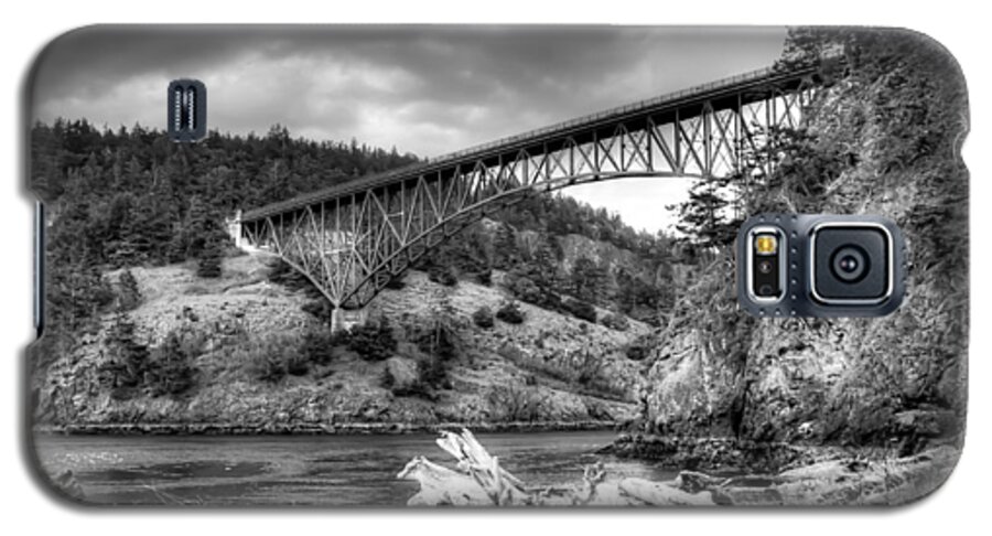 Monotone Galaxy S5 Case featuring the photograph The Deception Pass Bridge II BW by David Patterson