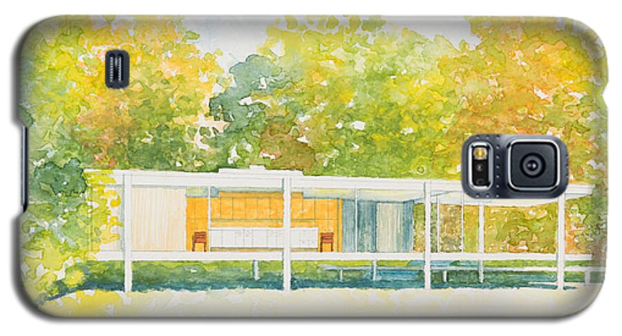 Architecture Galaxy S5 Case featuring the painting The Farnsworth House by Sandra Neumann Wilderman
