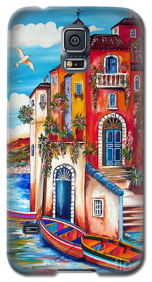 Amalfi Galaxy S5 Case featuring the painting The Fishermen Villa by the Amalfi Coast by Roberto Gagliardi