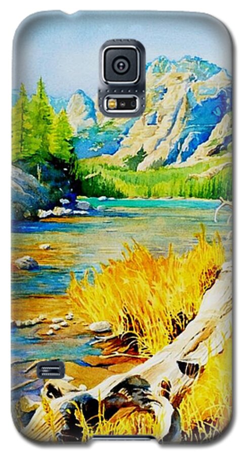 Landscape Of A Colorado Mountain River Scene. The Clear River Reflects The Yellow Galaxy S5 Case featuring the painting The Loch by Brenda Beck Fisher