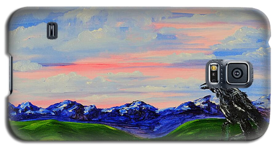 Crows Paintings Galaxy S5 Case featuring the painting The Old Crow - Speaking Words of Wisdom by Cheryl Nancy Ann Gordon