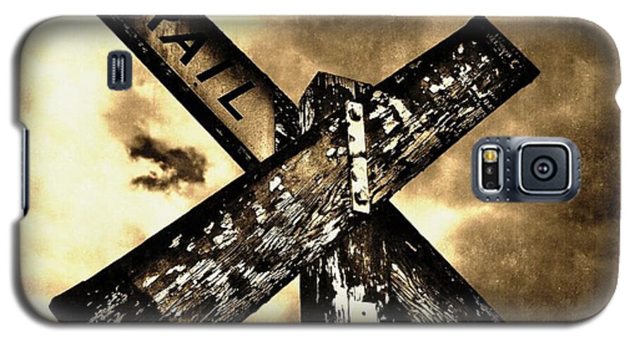 Railroad Sign Galaxy S5 Case featuring the photograph The Railroad Crossing by Glenn McCarthy Art and Photography