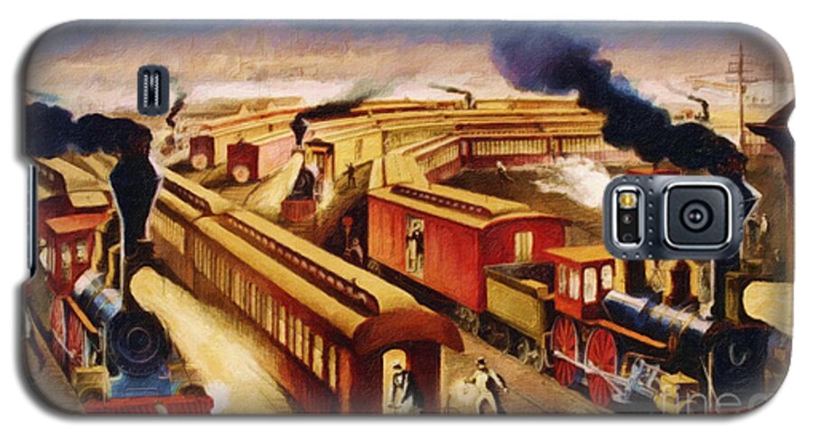 Railroad Galaxy S5 Case featuring the digital art The Railroad Junction - Circa 1880 by Lianne Schneider