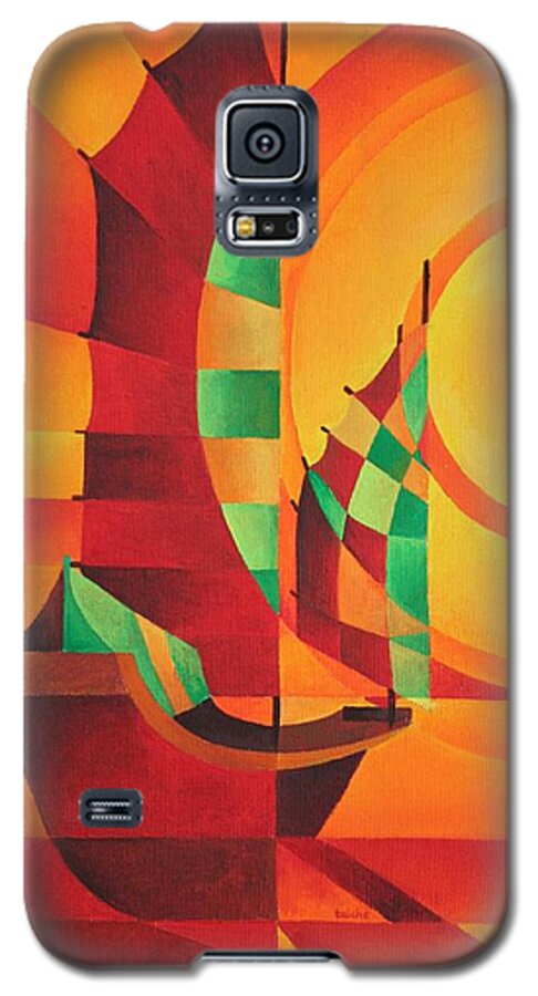 Sailboat Galaxy S5 Case featuring the painting The Red Sea by Taiche Acrylic Art