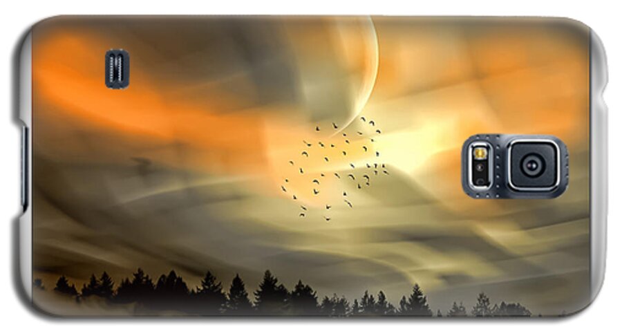 Landscape Galaxy S5 Case featuring the mixed media The setting sun over the rising mist by Tyler Robbins