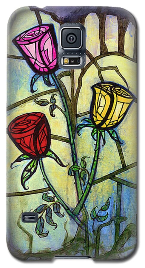 Roses Galaxy S5 Case featuring the painting The Three Roses by Terry Webb Harshman