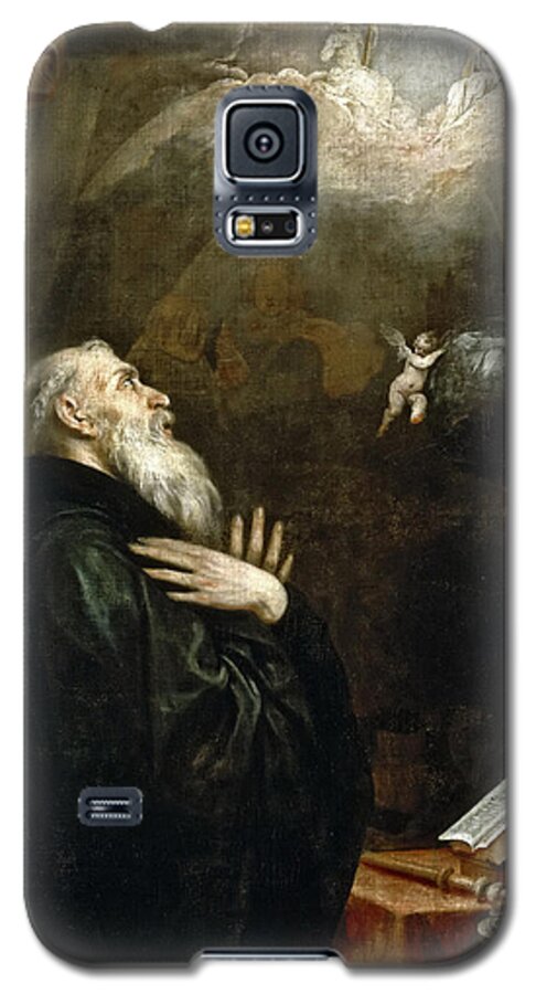 Alonso Cano Galaxy S5 Case featuring the painting The Vision of St. Benedict of the world and the three angels by Alonso Cano