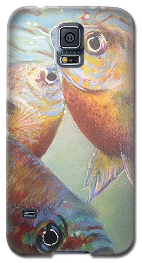 Fish Galaxy S5 Case featuring the painting Three Fish by Jan Swaren