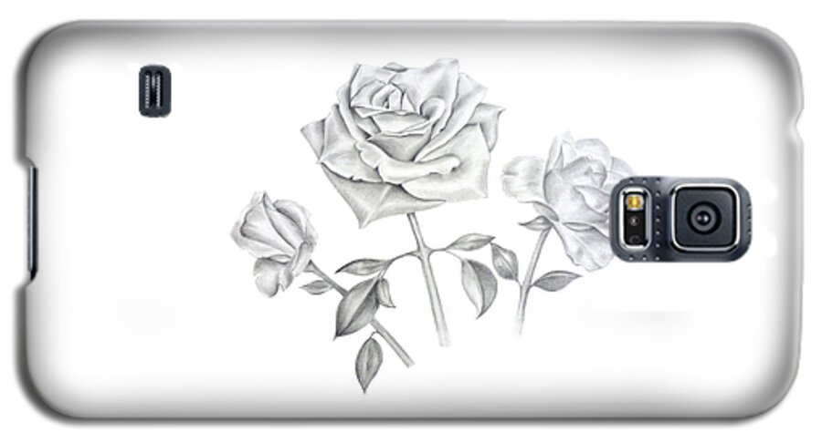 Drawing Galaxy S5 Case featuring the drawing Three Roses by Elizabeth Lock