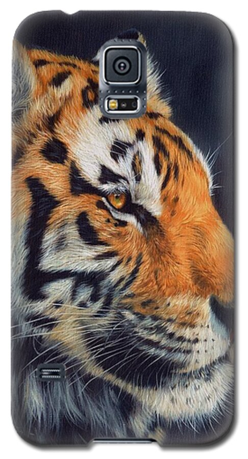 Tiger Galaxy S5 Case featuring the painting Tiger profile by David Stribbling