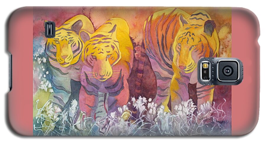 Tigers Galaxy S5 Case featuring the painting Tiger Trio by Nancy Jolley