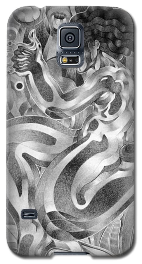  Galaxy S5 Case featuring the drawing Tiptoe Through The ... by Myron Belfast