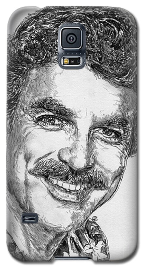 Tom Selleck Galaxy S5 Case featuring the drawing Tom Selleck in 1984 by J McCombie
