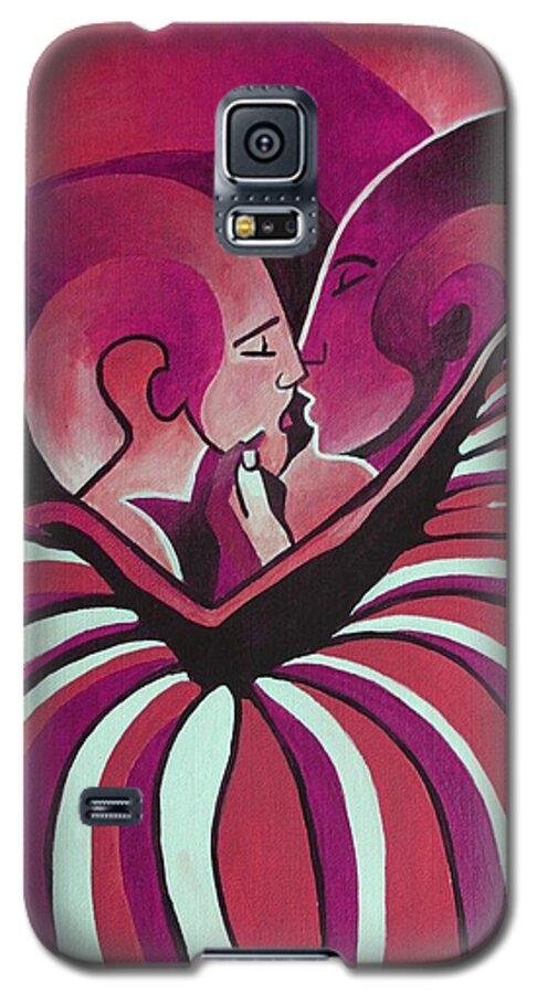 Couple Galaxy S5 Case featuring the painting Touched By Africa in Red Hues by Taiche Acrylic Art