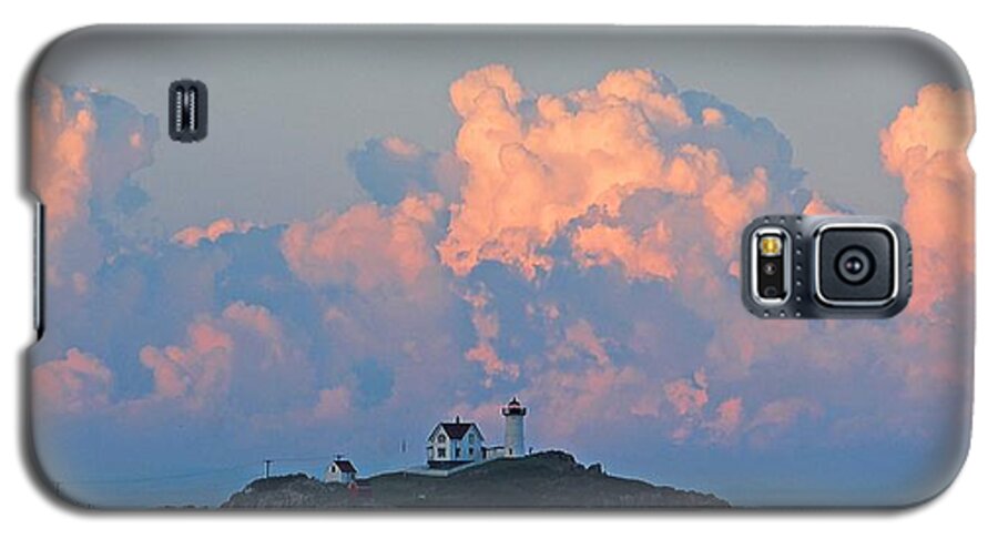 Maine Galaxy S5 Case featuring the photograph Towering Clouds over Nubble Lighthouse York Maine by Michael Saunders