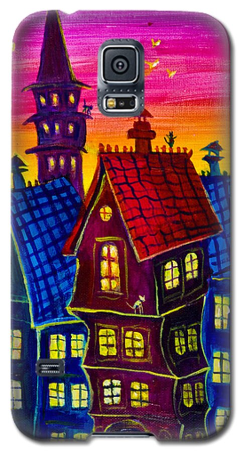Twilight Town Galaxy S5 Case featuring the painting Town at twilight by Maxim Komissarchik
