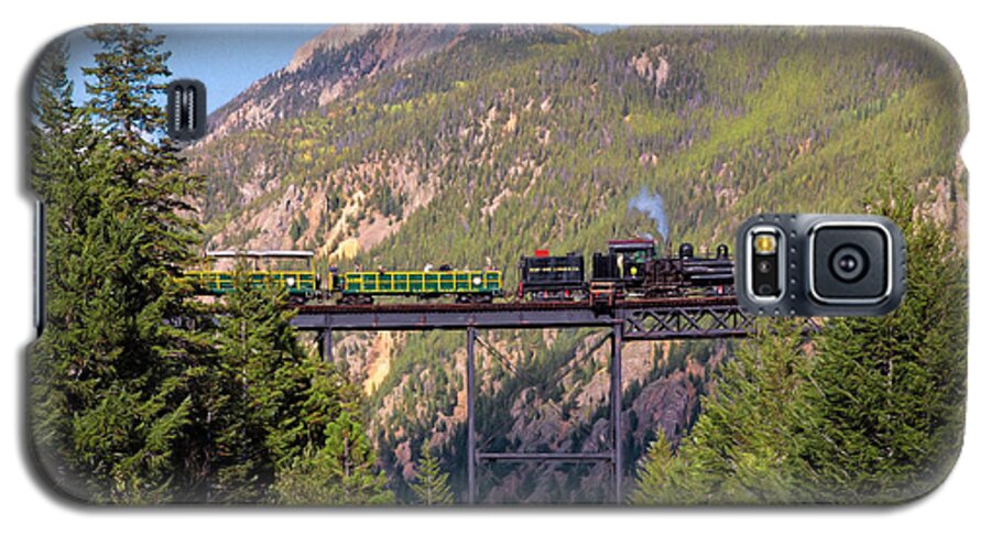 People Galaxy S5 Case featuring the photograph Train Over the Trestle by John M Bailey