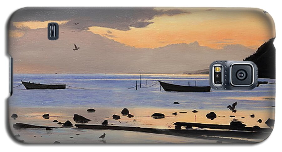 Seascape Galaxy S5 Case featuring the painting Tranquil Dawn by Glenn Beasley