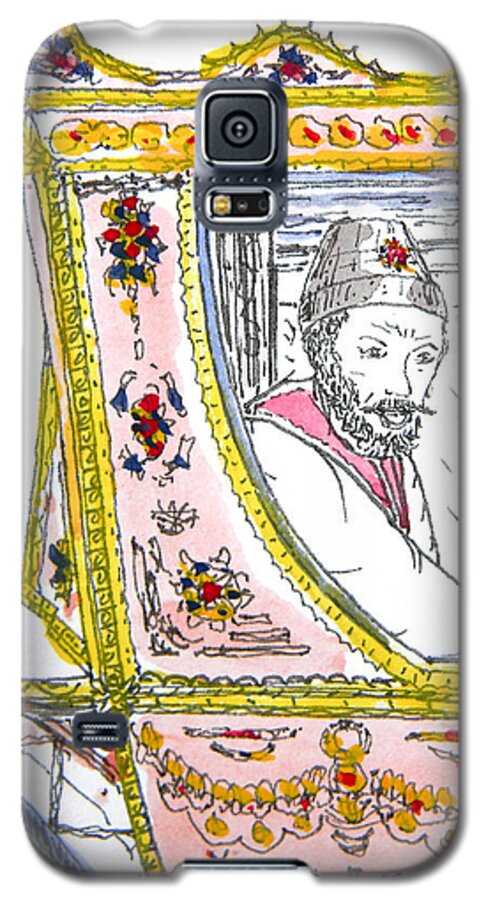 Maiden Wiser Than The Tsar Galaxy S5 Case featuring the drawing Tsar in Carriage by Marwan George Khoury