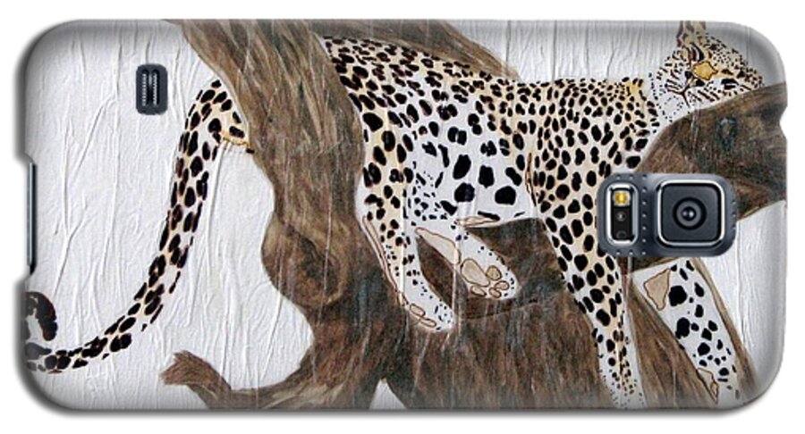 Leopard Galaxy S5 Case featuring the painting Tuckered Out by Stephanie Grant