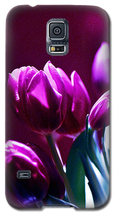 Purple Tulips Galaxy S5 Case featuring the photograph Purple Tulips by Silva Wischeropp